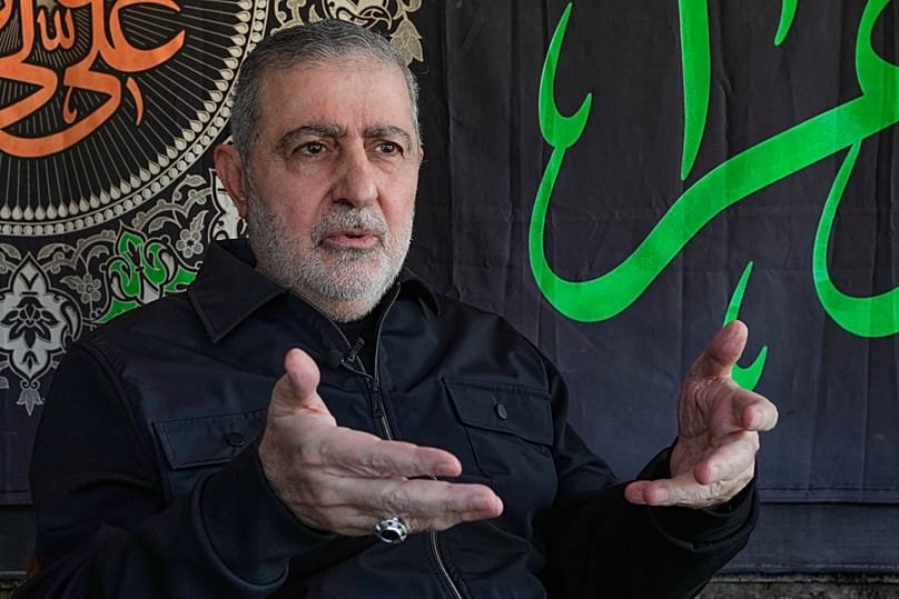 Wafiq Safa, senior Hezbollah political council member, gestures as he speaks in Beirut, 13 April, 2026