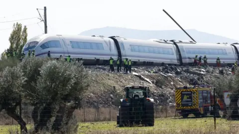 EPA/ Shutterstock The train showing a long piece of metal sticking up from a carriage
